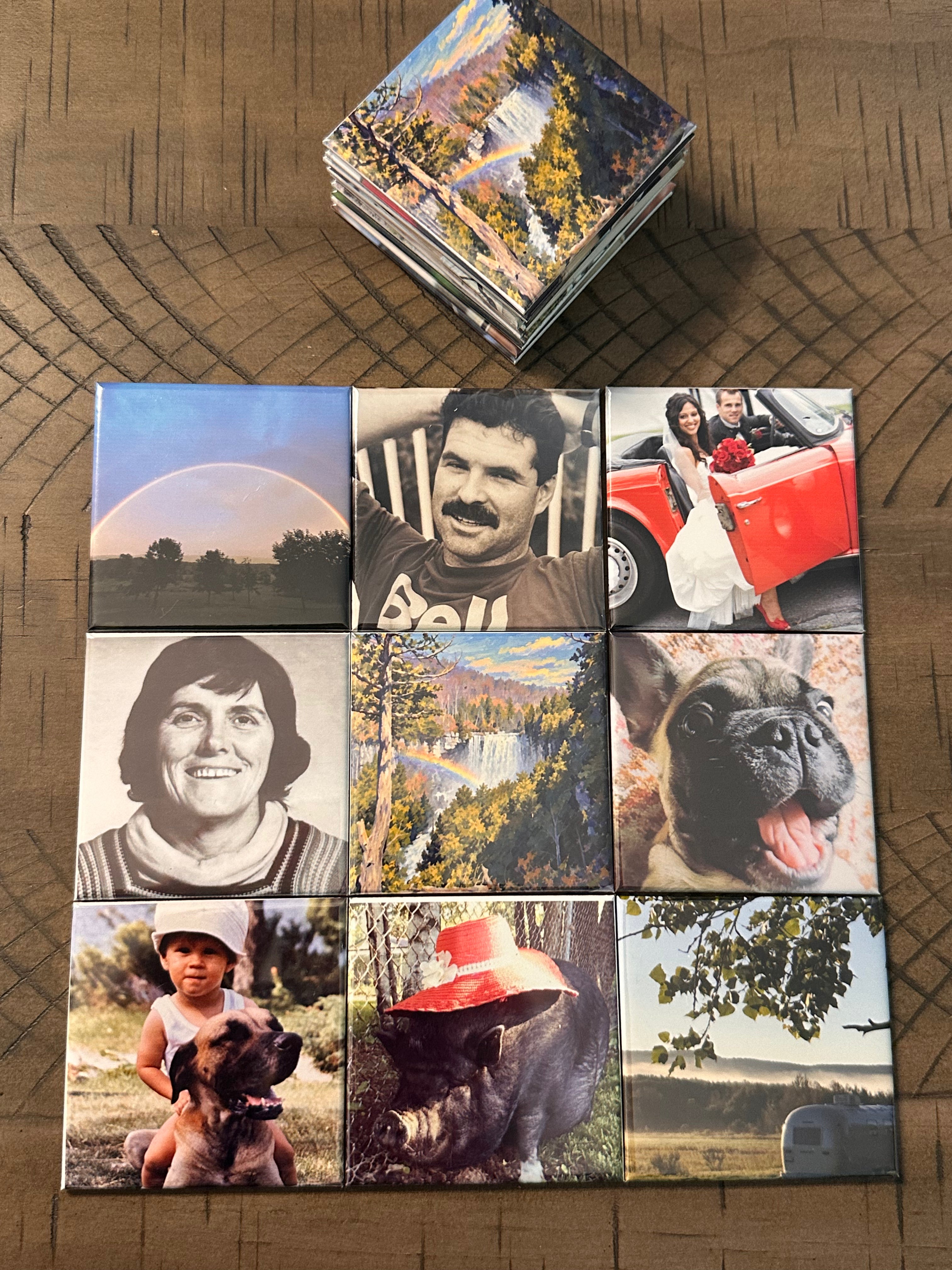 9 CUSTOM PHOTO MAGNET BUNDLE (2.5 x 2.5 in. square magnets)